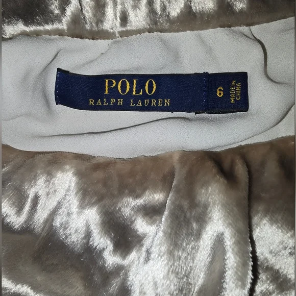 Polo Ralph Lauren Lush Velvet Flared Silver Midi Skirt | Sz 6 - Picture 14 of 16